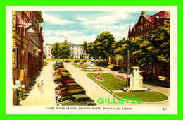 BROCKVILLE, ONTARIO - COURT HOUSE AVENUE LOOKING NORTH - ANIMATED WITH OLD CARS - PUB. BY VALENTINE-BLACK CO LTD - - Brockville