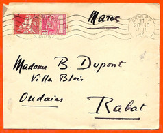 1942 ALGERIE Oran Lettre Affranchissement Composé à Destination Du Maroc - Covers & Documents