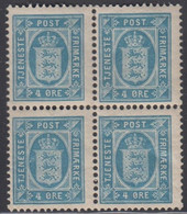 1903. Official. 4 Øre 4-block Perf 12 3/4 Never Hinged.  (Michel Di 5ZB) - JF415029 - Dienstmarken