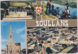 D85 - SOULLANS -CHÂTEAU DE LA VERRIE/FOLKLORE VENDEEN/L'EGLISE ST HIALIRE/VUE AERIENNE LE BOURG-CPSM Multivues (4 Vues) - Soullans