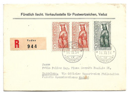 Lie092 / LIECHTENSTEIN - Marianisches Jahr 1954 Auf Gelaufenem FDC, Einschreiben - Lettres & Documents