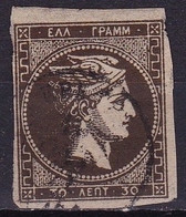 GREECE 1876 Large Hermes Head Athens Print 30 L Deep Olive Brown Vl. 59 A - Gebraucht