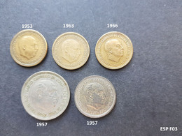 (pi) (ESPF03) Pièces ESPAGNE FRANCO 1953 1957 1963 1966 - 1 Peseta