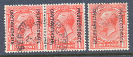 BECHUANALAND PROTECTORATE 1925 George V 1 D Pair FAT OVERPRINTS VFU - 1885-1964 Bechuanaland Protectorate