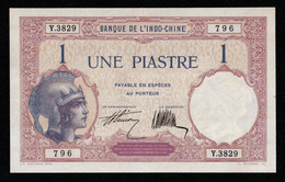 Indochina Indochine Vietnam Viet Nam Laos Cambodia 1 Piastre  UNC Banknote Note / Billet 1921-31 / Pick # 48b / 2 Photos - Indochine