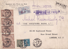 1921 - Devant D'enveloppe PAR AVION Précurseur EXPRESS De Paris à Londres London, Angleterre - 1960-.... Covers & Documents