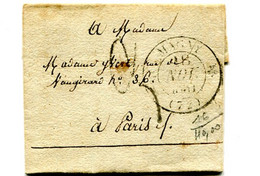 72 LAC En Port Dû De Magny Pour Paris Du 28 Nov. 1831, TAD Type 12 Taxe Man. 3 D. - Verso TAD D'arrivée Paris Au Type A - 1792-1815: Conquered Departments