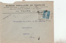RARE DAGUIN FLAMME ORNEE TOURS RP DREYFUSS - TOU911 - COTE 150 EURO SUR LETTRE - - 1921-1960: Période Moderne