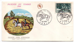 1964 -- FDC  --Journée Du Timbre (cavalier) .....cachet  PARIS - 75 - 1960-1969