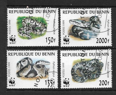 BENIN 1999 WWF-SERPENTS  YVERT N°898/901  OBLITERE - Used Stamps