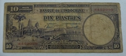 Indochina Indochine Vietnam Viet Nam Laos Cambodia 1 Piastre VF Banknote Note / Billet 1947 - Pick# 80 One Letter Prefix - Indochine