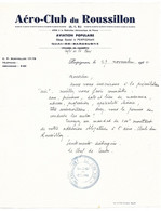 1945 PERPIGNAN - AERO CLUB DU ROUSSILLON AVIATION POPULAIRE - DOCUMENT A ENTETE - Documenti Storici