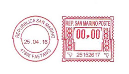 SAN MARINO - 2016 LABORATORIO CHIMICO SAMMARINESE - Ema Affranc. Mecc.rossa Red Meter Su Busta Non Viaggiata - 1990 - Storia Postale