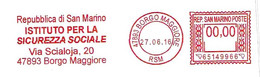 SAN MARINO - 2016 ISTITUTO PER LA SICUREZZA SOCIALE - Ema Affrancatura Rossa Red Meter Su Busta Non Viaggiata - 1997 - Lettres & Documents