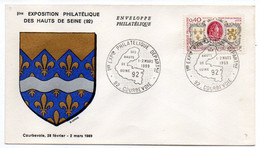 1969--cachet Provisoire COURBEVOIE-92 --1ère EXPO PHILA Départementale - Blason Signé R.Louis - Temporary Postmarks