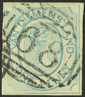 TASMANIA 1853. Van Diemen's Land 1d Pale Blue "Victoria" On Thin Hard Paper, SG 3, Imperf With 4 Clear To Wide Margins,  - Andere & Zonder Classificatie