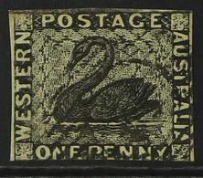 WESTERN AUSTRALIA 1854. One Penny Black, SG 1, Imperf With 3 Close Margins, Just Into At Base, Fine Used For More Images - Andere & Zonder Classificatie