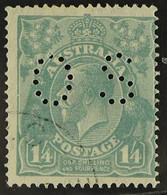 1926-30 1s4d Pale Greenish Blue OS Perfin Perf 14, SG O96, Fine Used, Centred To Right. For More Images, Please Visit Ht - Andere & Zonder Classificatie