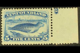 1894 5c Bright Blue Seal, Re-issue SG 59a, Right Marginal Example, Fine Never Hinged Mint, Part Imprint. For More Images - Andere & Zonder Classificatie