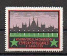 Vignette: Kongresso De Esperanto-Budapest (Congrès D'espéranto-Budapest) 1929 - Esperanto