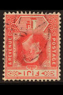 1906-12 RARE WATERMARK VARIETY - ONLY THREE EXAMPLES KNOWN! 1d Red WATERMARK INVERTED Variety, SG 119, Used, Lightly Can - Fiji (...-1970)