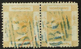 1862-63 8c Yellow-buff No Watermark, SG 2, Horizontal Pair With Neat Blue "B62" Cancels.  For More Images, Please Visit  - Andere & Zonder Classificatie