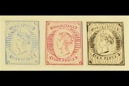 1861 HAND PAINTED STAMPS Unique Miniature Artworks Created By A French "Timbrophile" In 1861. Three Stamps With Central  - Mauritius (...-1967)