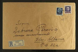 ITALIAN OCCUPATION 1942 (6 Nov) Registered Cover Addressed To KLOS CONCENTRATION CAMP In Albania, Bearing 50c & 1.25L Ov - Montenegro