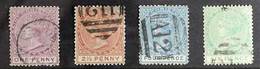 1870-82 1d Magenta, 2½d Red-brown, 4d  Blue, And 6d Green, Watermark Crown CC, Perf 14 Complete Set, SG 6/9, Fine Used.  - St.Christopher, Nevis En Anguilla (...-1980)