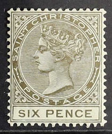 1882-90 6d Olive-brown, Watermark Crown CA, Perf 14, SG 19, Fine Mint. For More Images, Please Visit Http://www.sandafay - St.Christopher, Nevis En Anguilla (...-1980)