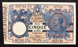 5 Lire Vitt. Em. III° 29 07 1918 Fds   LOTTO 1351 - Italië– 5 Lire