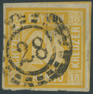 BAYERN 7 O, 1854, 18 Kr. Gelblichorange, Helle Stelle Sonst Breitrandig Pracht, Mi. 240.- - Otros & Sin Clasificación