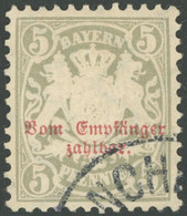 BAYERN P 8 O, 1885, 5 Pf. Türkisgrau, Wz. 3, Pracht, Gepr. Pfenninger, Mi. 90.- - Otros & Sin Clasificación
