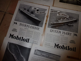 MARINE  , Publicités : Le NORMANDIE, Le QUEEN MARY, Etc (feuilles éparses Issues Du Journal Ancien " L'ILLUSTRATION " - Pubblicitari