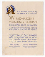 1934 KINGDOM OF YUGOSLAVIA,SLOVENIA,INVITATION TO LJUBLJANA INTERNATIONAL FAIR, - Pubblicitari