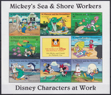 F-EX23388 ST VINCENT & GRENADINES MNH 1996 DISNEY MICKEY MOUSE DONALD DUCK SEA & SHORE WORKERS. - Disney