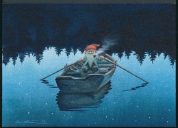 Elf - Gnome - Brownie Rowing A Boat In Summer Night - Kjell E. Midthun - Andere