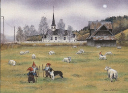 Elves - Gnomes - Brownies And A Border Collie Dog Herding Sheep - Kjell E. Midthun - Andere