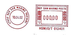 SAN MARINO - 2002 SIT - Ema Affrancatura Meccanica Rossa Red Meter Su Busta Non Viaggiata - 2011 - Briefe U. Dokumente