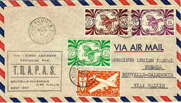 1947- Enveloppe Par Avion 1ere Liaison T.R.A.P.A.S. Affr. 3,05 F.   De Nouméa Pour Les  ILes Wallis - Lettres & Documents