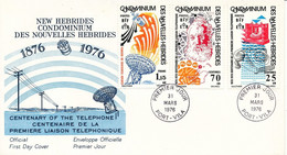 FDC  Nouvelles New Hébrides 1976 Graham BELL Centenaire  De La 1ére Liaison Téléphonique - FDC