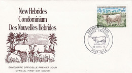 FDC  Nouvelles New Hébrides 1975  TAUREAU CHAROLAIS - FDC