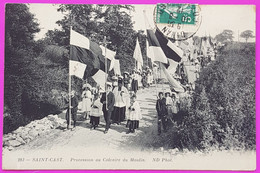Cpa Saint Cast Procession Au Calvaire Du Moulin Carte Postale 22 Côtes D'Armor 1912 Proche St Jacut Plevenon - Saint-Cast-le-Guildo