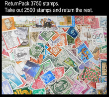 ReturnPack EUROPE WEST 3750 STAMPS Off Paper Kiloware MissionBag Take Out 2500 Stamps And Return The Rest. All For +€10 - Lots & Kiloware (min. 1000 Stück)