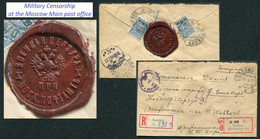 05557 WWI Russia Moscow Military CENSOR WAX Seal 1917 Cancel Cover To Denmark Red Cross - Covers & Documents