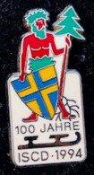 CANTON DE GRISONS - PATINAGE - ISCD - PIN'S HUGUENIN - EGF - SWISS MADE - SCHWEIZ - SUISSE -  (BLEU) - Invierno