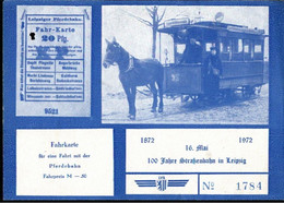 ! 16.5.1972, Fahrschein, 100 Jahre Straßenbahn Leipzig, Tram, Fahrkarte, Pferdebahn, LVB - Europa