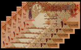 Qatar 2008 10 UNC Riyals  X 5 P-30 (Sign 2) - Qatar