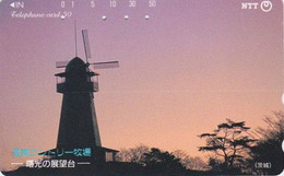 Télécarte JAPON / NTT 251-233 B - MOULIN & Coucher De Soleil - MILL & Sunset JAPAN Phonecard -  MÜHLE  - 156 - Paesaggi