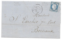 1875 ARPAJON - POUR LARCHER A BORDEAUX - CERES SUR PLI - 1871-1875 Ceres